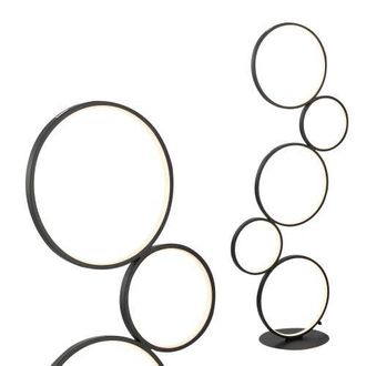 Jonathan Y Designs Pluto Stacked Circles 45 5-Light Contemporary Modern Iron/Aluminum Integrated LED Floor Lamp, Black at Nordstrom