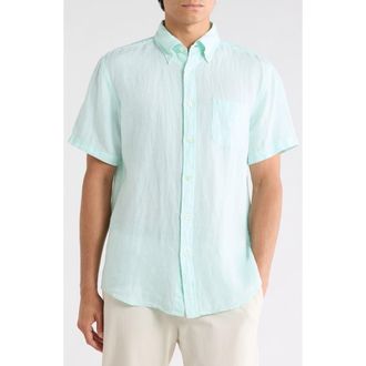 Brooks Brothers Short Sleeve Linen Shirt in Aqua at Nordstrom Rack, Size Xx-Large
