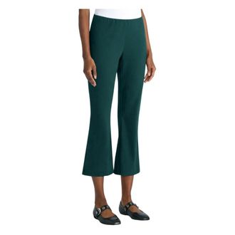 Liviana Conti Cropped Trousers, female, Green, Size: XL Pantalone in cotone a zampetta corto