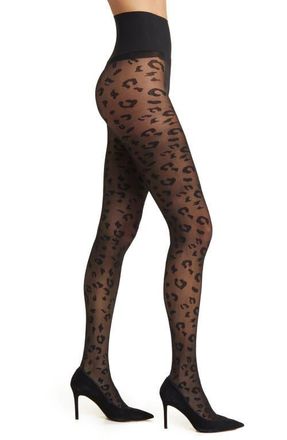 Commando Sheer Leopard Tights in Black at Nordstrom, Size Large