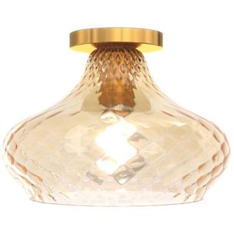 Top-Light Plafoniera Contemporanea Dress Metallo Ottone Vetro Ambra 1 Luce E27