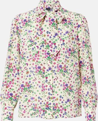 Gucci Floral tie-neck silk shirt