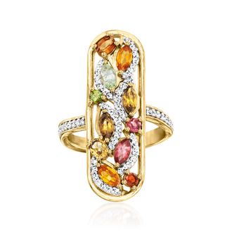Ross-Simons Multicolored Tourmaline Ring With. White Topaz in 18kt Gold Over Sterling
