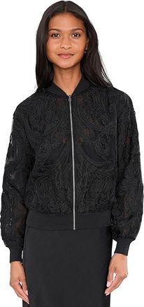 AllSaints Jade EMB Bomber Womens Coat Black : UK 14 (US Womens 10), Polyester