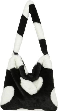 Generic Womens Plush Bags Women Mini Shoulder Bags Female Winter Plush Underarm Fluffy Tote Small Purses(Black heart)