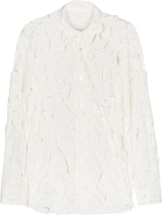 Post Archive Faction (PAF) Witte Shirt met Cut-Out Details - Heren - Casual Overhemden - Wit - XL - Overhemden