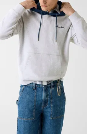 Guess Colorblock Cotton Fleece Hoodie in Grey at Nordstrom, Size Xx-Large