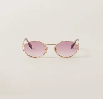 Miu Miu Logo Sunglasses, Woman, Pink Beg Shaded Lenses