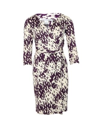 Diane Von F&uuml;rstenberg Diane Von Furstenberg New Julian Printed Wrap Dress in Purple Silk