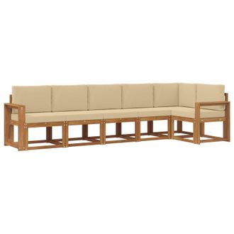 vidaXL Conjunto De Sof&aacute;s De Exterior Con Coj&iacute;n 6 Pcs Natural Y Beige Vidaxl