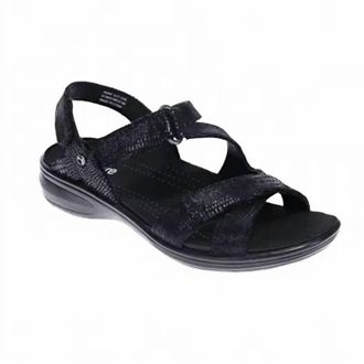 Revere Comfort Shoes Womens Zanzibar Sandal In Black Lizard