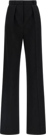 Elisabetta Franchi Broek van lichtgewicht cr&ecirc;pestof met smokingdetails - Dames - Wijde Broeken - Zwart - M - Polyester - Broeken