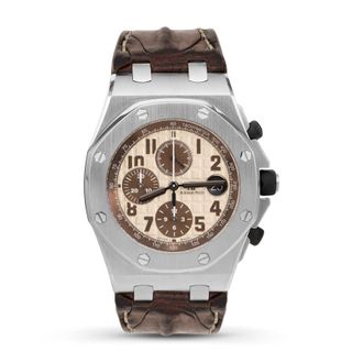 Audemars Piguet Pre-owned Audemars Piguet Royal Oak Offshore Chronograph Ivory Mega Tapisserie Dial Mens Watch 26470ST.OO.A801CR.01
