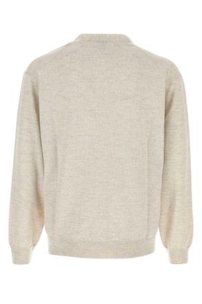 Kenzo Mens Light Grey Wool Cardigan Palegrey Exterior: Maglieria Sweater
