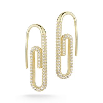 Glaze Jewelry Sterling Silver Pave Paperclip Earrings