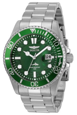 Invicta Pro Diver 30020 Heren Horloge - Waterdicht - Analoog - Quartz Uurwerk - Roestvrij Staal met groene Wijzerplaat -43mm