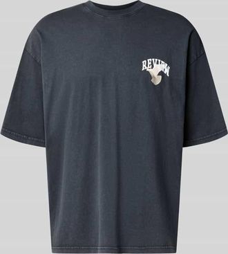 Review T-Shirt mit Logo- und Motiv-Print in Black, Gr&ouml;&szlig;e XXL