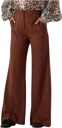 Access Fashion Bruine Pantalon voor Stijlvolle Vrouwen - Dames - Wijde Broeken - Bruin - 3XS - Polyester - Broeken