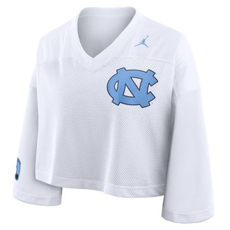 Nike Jordan Womens North Carolina Jersey Jordan Brand Dri-FIT College Cropped Top in White | 0JO310ANCN-V4C