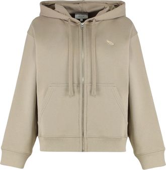 Maison Kitsun&eacute; Hoodies & sweatvesten, Dames, Beige, M, Katoen, Full-zip Hoodie