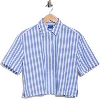 BOSS Eleisa Cropped Shirt in Open Blue at Nordstrom Rack, Size 10