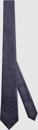 Gucci Double G Silk Jacquard Tie, Blue, Silk