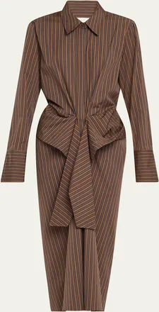 A.L.C. Mila Pinstripe Draped Shirtdress