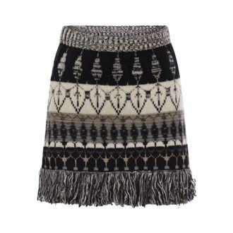 VANIS&Eacute; Short Skirts, female, Black, Size: XS Wool and Cashmere Blend Jacquard Skirt