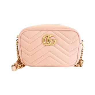 Gucci Pre-owned Cross Body Bags, female, Pink, Size: ONE SIZE Pre-owned GG Marmont Leather Shoulder Bag