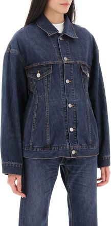 Balenciaga Womens Dark Blue Denim Hourglass Jacket - Dark Grey Cotton - Size EU 34 (Womens)