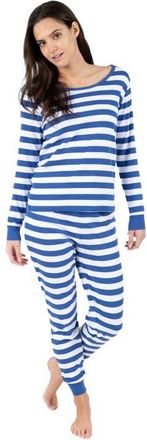 Leveret Womens Cotton Striped Matching Family Pajamas in Blue & White at Nordstrom, Size X-Large
