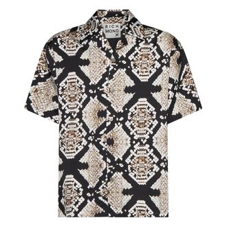 John Richmond Graphic Short Sleeve Shirt - Heren - Korte mouwen Overhemden - Veelkleurig - XL - Overhemden