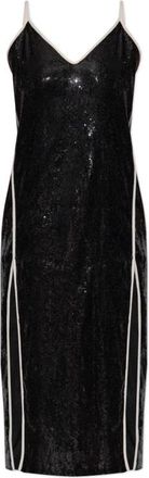Palm Angels Paillettenjurk met Dubbele Split - Dames - Casual kleedjes - Zwart - M - Pailletten - Kleedjes