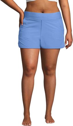 Lands End 3 Quick Dry Elastic Waist Board Shorts Swim Cover-up Shorts with Panty in Lake Blue at Nordstrom, Size 24W