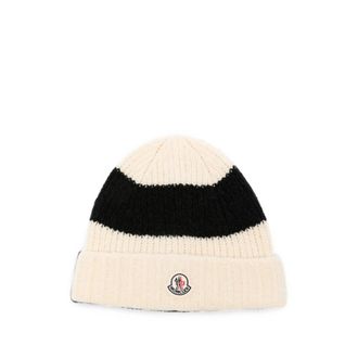 Moncler Striped Logo-patch Beanie Hat