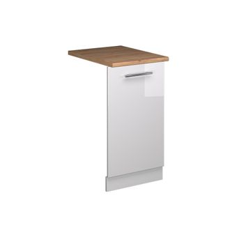 Vicco Panel Frontal Del Lavavajillas Fame-line, Blanco Alto Brillo, 45 Cm, Et Roble Vicco