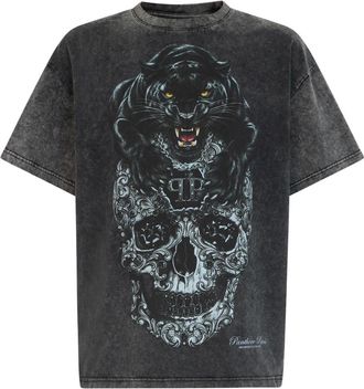 Philipp Plein T-Shirt Girocollo SS Teschio - - Tops - Uomo - Grigio - XL