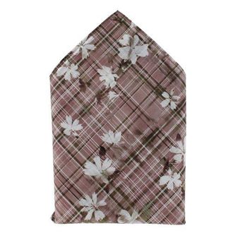 Ascentix Floral and Plaid Cotton Handkerchief in Grey, White, And Black at Nordstrom