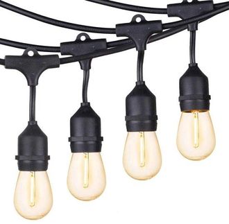 OEM Guirnalda Luces 15 Metros (49 Pies), Iluminaci&oacute;n Comercial Bombillas S14 Irrompibles Regulables 1 W, Impermeable Cafeter&iacute;as, Blanca C&aacute;lida