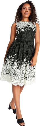 M&Co Womens Lace Border Midi Dress - Womens Black