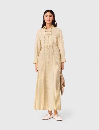 Maje Eyelet Pleated Maxi Dress - Yellow - Maje