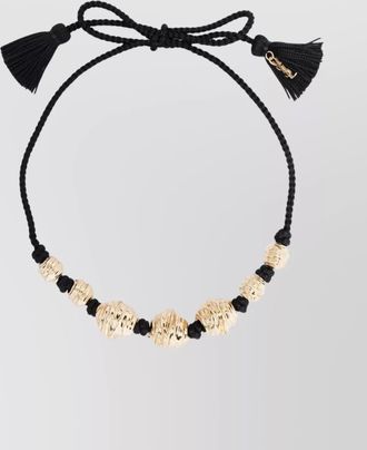 Saint Laurent tassel detail beaded charm necklace