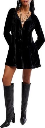 Free People Linney Velvet Minidress in Black at Nordstrom Rack, Size 14