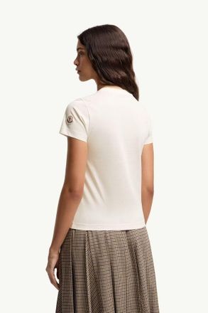 Moncler Logo-Embroidered Crewneck T-Shirt - Cream