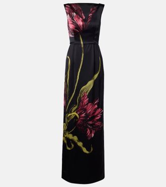 Erdem Floral duchess satin gown