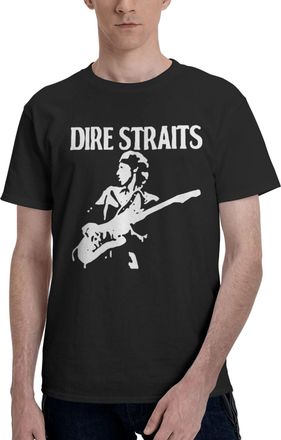 Generic Mens Straits Rock Band Dire Cotton T-Shirts Classic Crewneck Short Sleeves Simple&Versatile Daily Commute Essential Black L