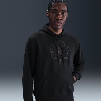 Nike Mens Court Heritage Dri-FIT French Terry Tennis Pullover Hoodie in Black | HM6759-010