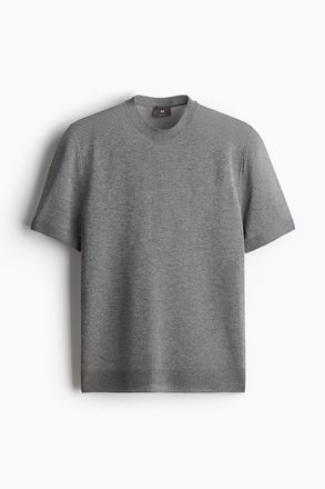 H&M Gestricktes T-Shirt in Regular Fit - Grau
