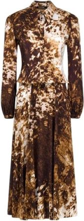 Roberto Cavalli Appaloosa Print Overhemdjurk - Dames - Jurken - Bruin - Maat: XL Leer