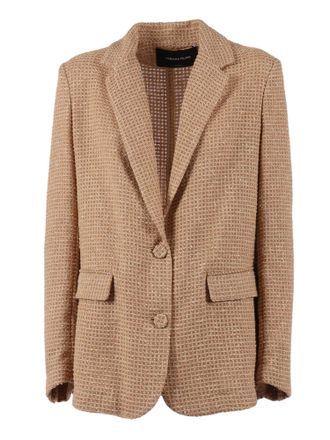 Fabiana Filippi Brown Oversized Sequined Mesh Jacket